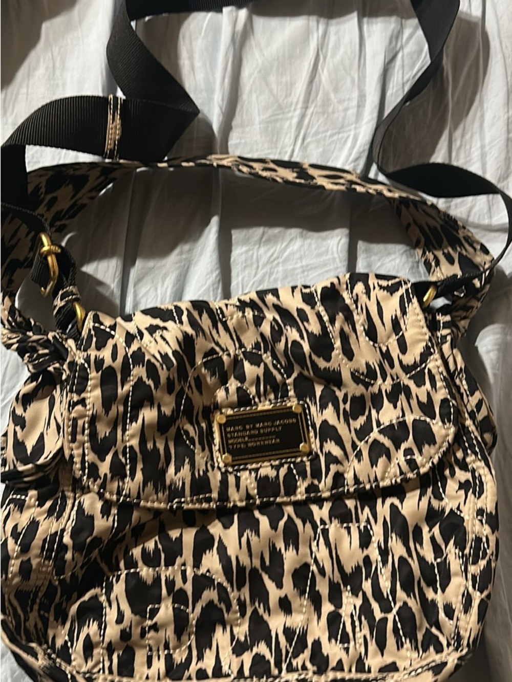 Marc by Marc Jacobs Leopard-Print Shoulder Bag in Beige and Black